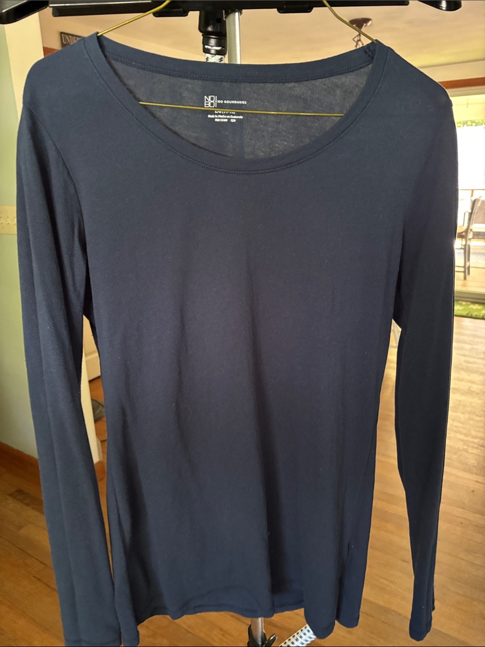No Boundaries Navy Long Sleeve Scoop Neck Tee